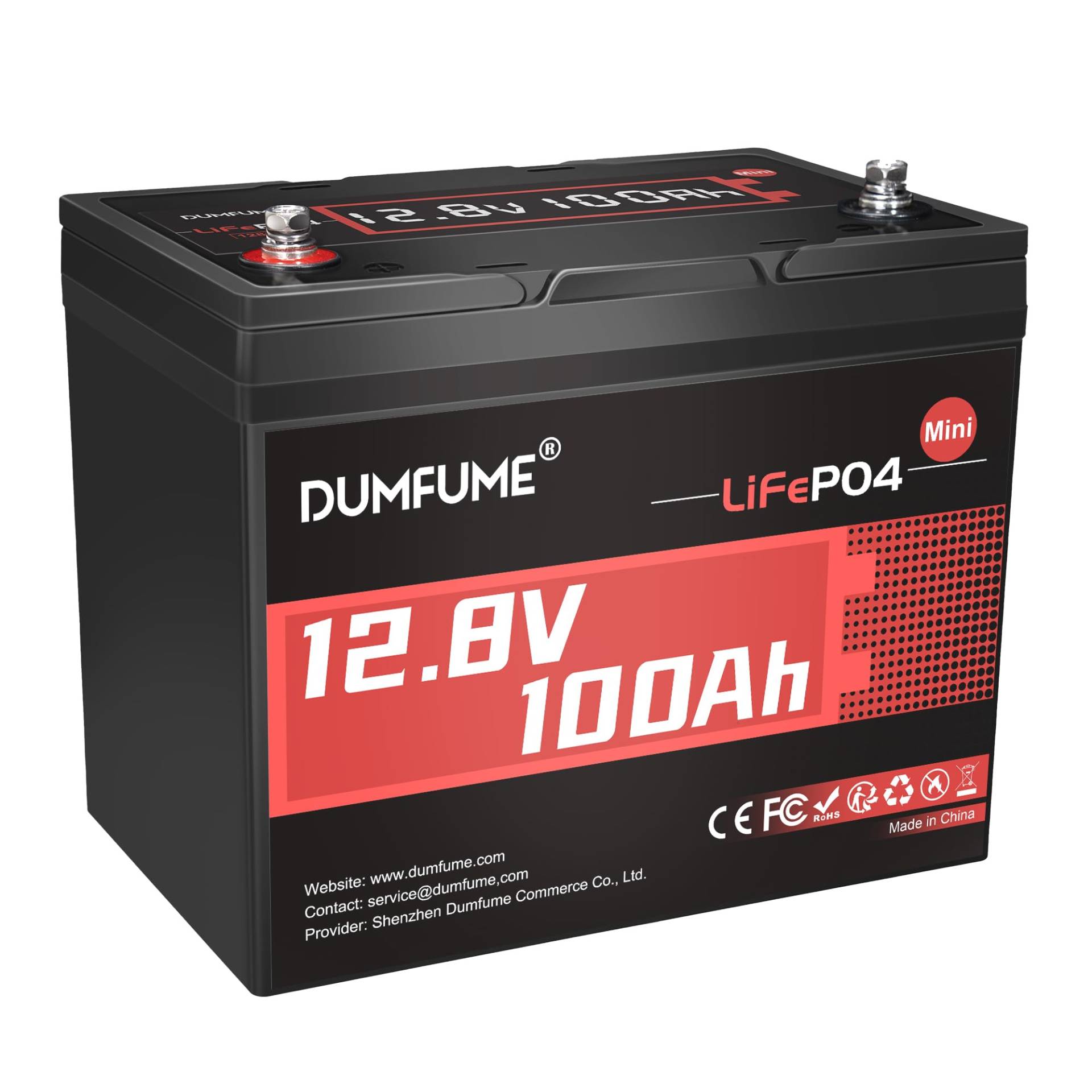 Dumfume 12V 100Ah Mini LiFePO4 Lithium Batterie, mit 100A BMS, 1280Wh, bis zu 15000 Zyklen 10-Jahres Lebensdauer Perfekt für RV, Solar, Marine und Home Energy Storage Dumfume 12V 100Ah Mini LiFePO4 Lithium Batterie, mit 100A BMS, 1280Wh, bis zu 15000 Zyklen 10-Jahres Lebensdauer Perfekt für RV, Solar, Marine und Home Energy Storage von dumfume