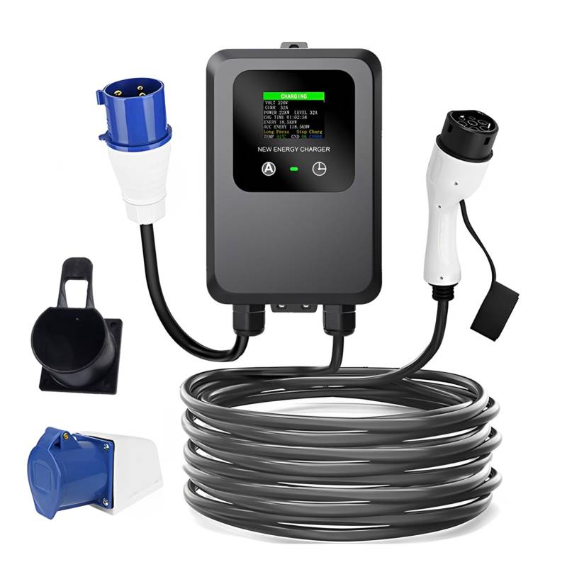 dwxnauixl EV Wallbox 10M 7KW 32A Auto Home EV Wallbox mit CEE 3PIN Buchse Ladestation Elektroauto EV Wallbox mit 10M Kabel, B von dwxnauixl