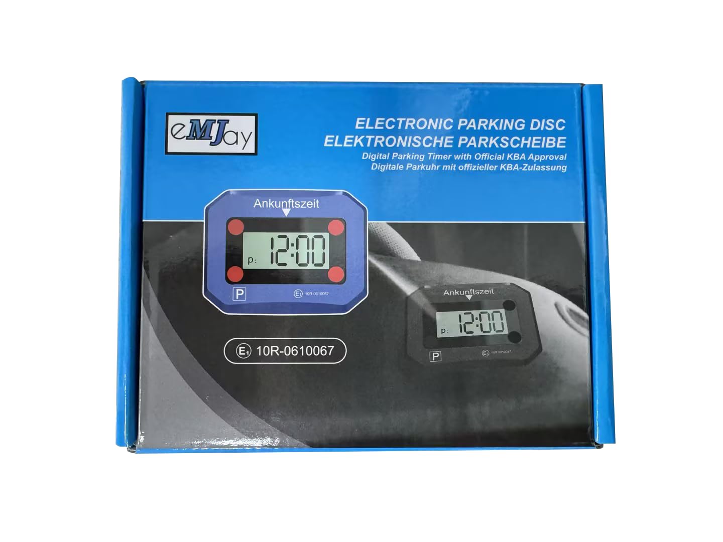 eMJay Digitale Parkuhr fürs Auto, elektronische Parkscheibe mit KBA-Zulassung, automatische Ankunftszeit, mit Display, inklusive Batterie und 3M Klebepads eMJay Digitale Parkuhr fürs Auto, elektronische Parkscheibe mit KBA-Zulassung, automatische Ankunftszeit, mit Display, inklusive Batterie und 3M Klebepads von eMJay