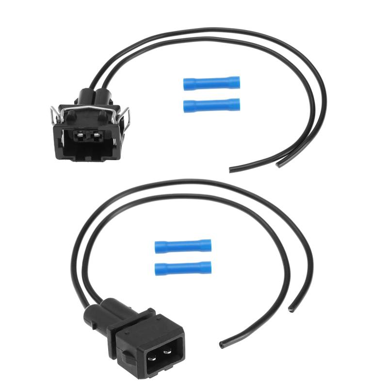 eMagTech 2 Stück 2-poliger Ersatz-Kabelbaumstecker 357972752 Kompatibel mit VW Skoda Seat Male & Female Plug Tail Lead Connector 18 cm Schwarz von eMagTech