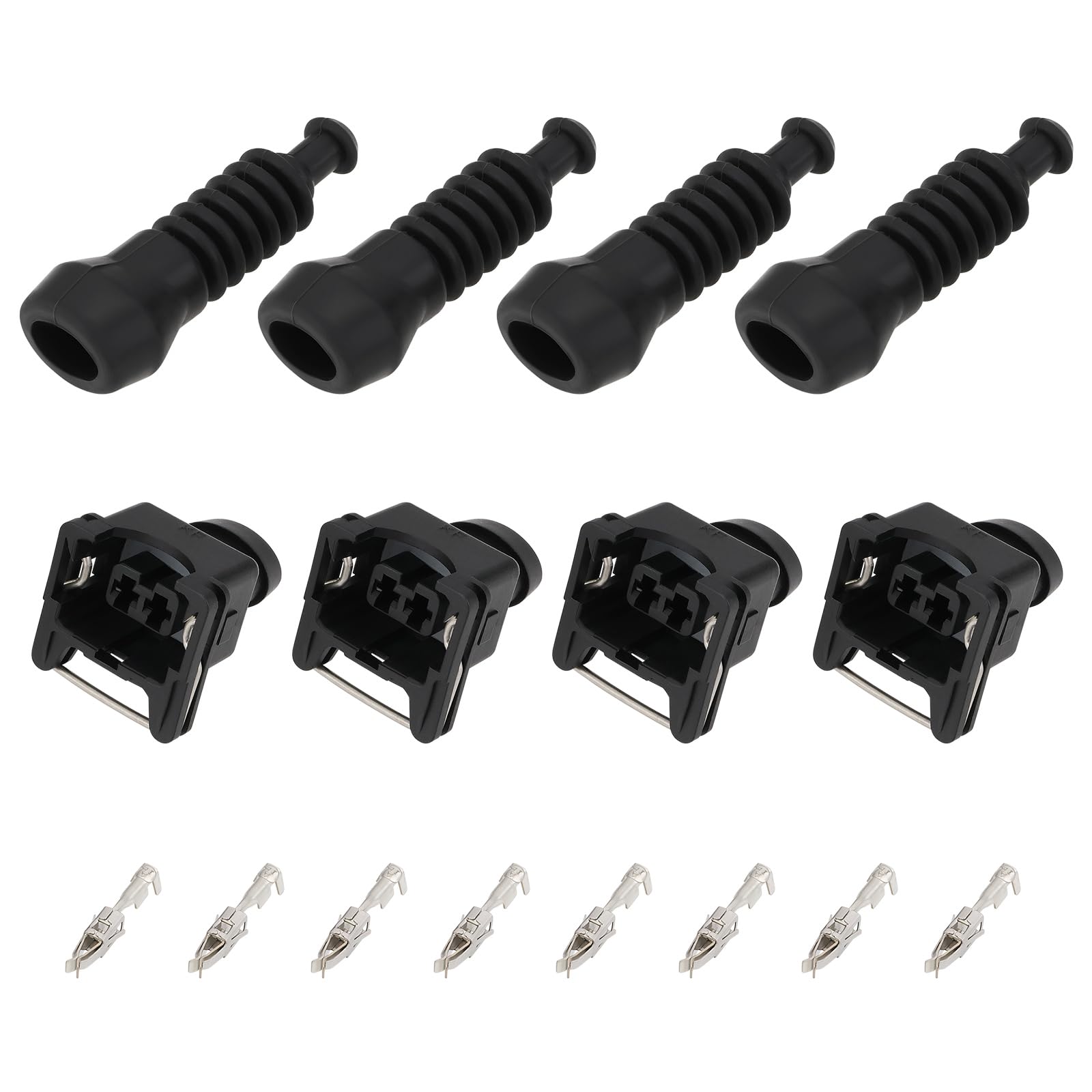 eMagTech 4 Sätze 2 Polig KFZ Reparatursatz JPT Stecker Buchse 828657 828657-3 0,50mm² - 1,00mm² Knickschutztülle KFZ Tankstecker Schwarz eMagTech 4 Sätze 2 Polig KFZ Reparatursatz JPT Stecker Buchse 828657 828657-3 0,50mm² - 1,00mm² Knickschutztülle KFZ Tankstecker Schwarz von eMagTech