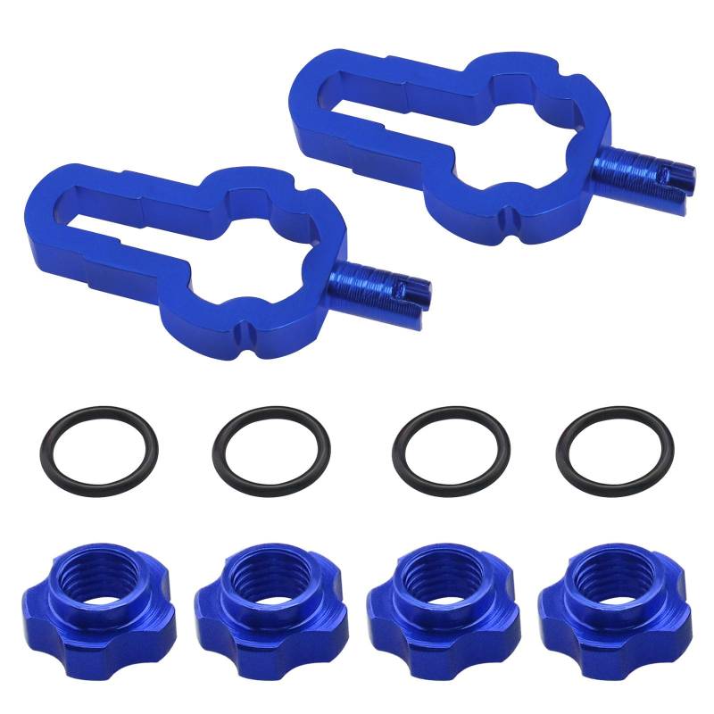 eMagTech 4PCS Blaue Mountainbike Umwandlungsmutter Fahrradventil-Umwandlungsmutter Fahrradventilmutter Set Aluminiumlegierung Umwandlungsmutter für Mountainbike-Straßenzubehör von eMagTech