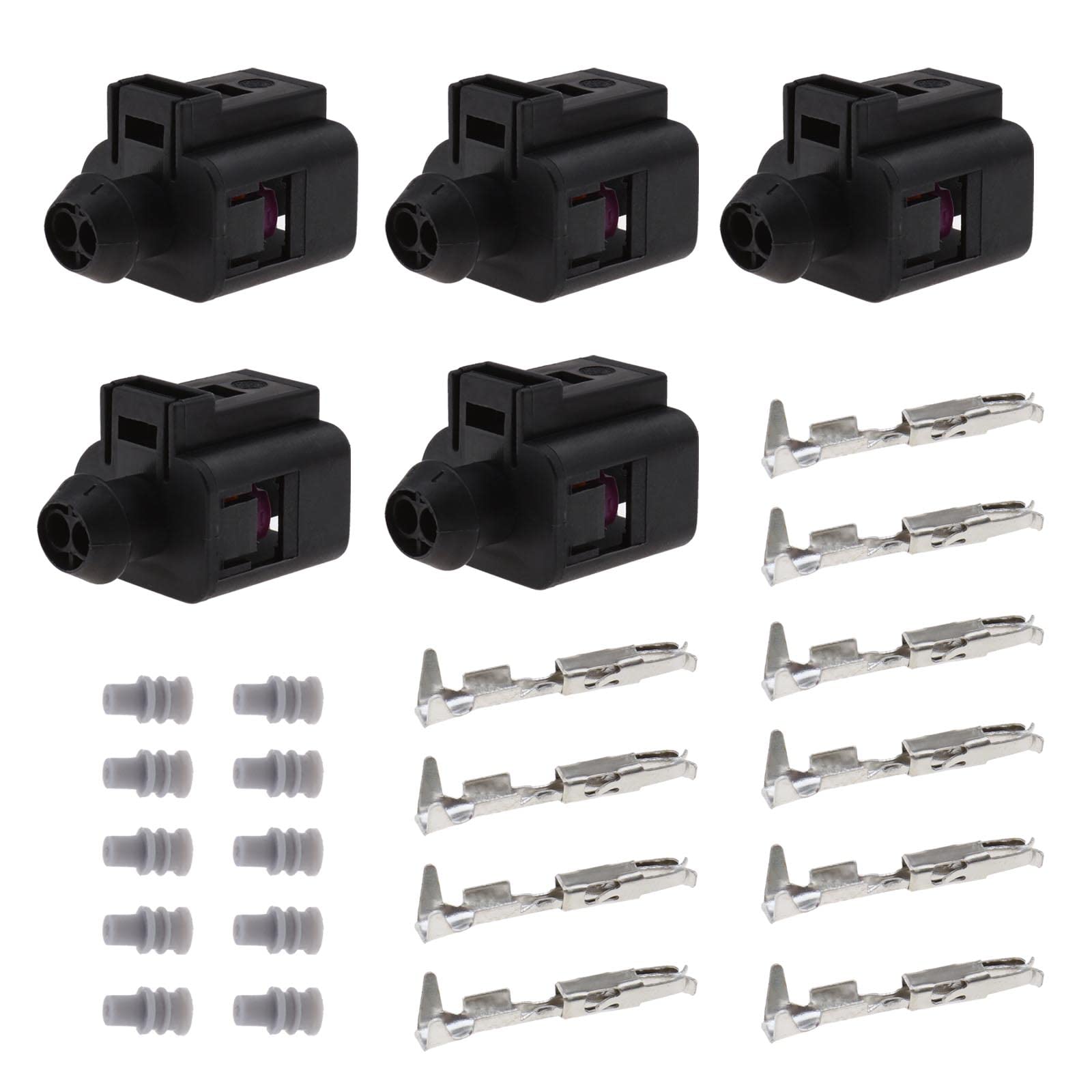 eMagTech 5 Set Auto Temperatursensor Stecker Kit 2 Pin Weiblich Anschluss mit Buchsen und Dichtungen Wasserdicht Kompatibel mit VW Kompatibel mit Audi 1J0973702 eMagTech 5 Set Auto Temperatursensor Stecker Kit 2 Pin Weiblich Anschluss mit Buchsen und Dichtungen Wasserdicht Kompatibel mit VW Kompatibel mit Audi 1J0973702 von eMagTech