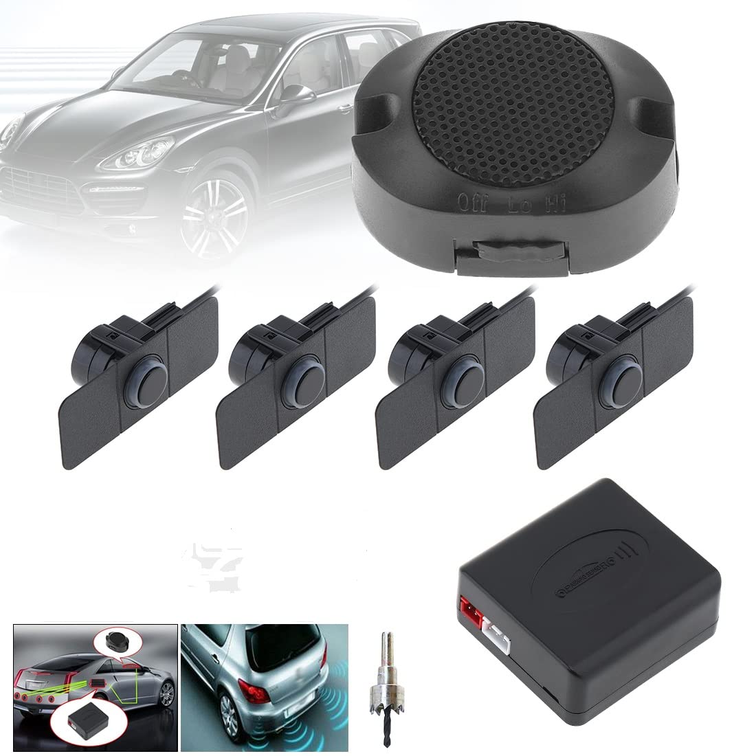 Sensori di parcheggio auto Reverse backup radar System assistenza originale Flat sensori con ali （nero） von ePathChina