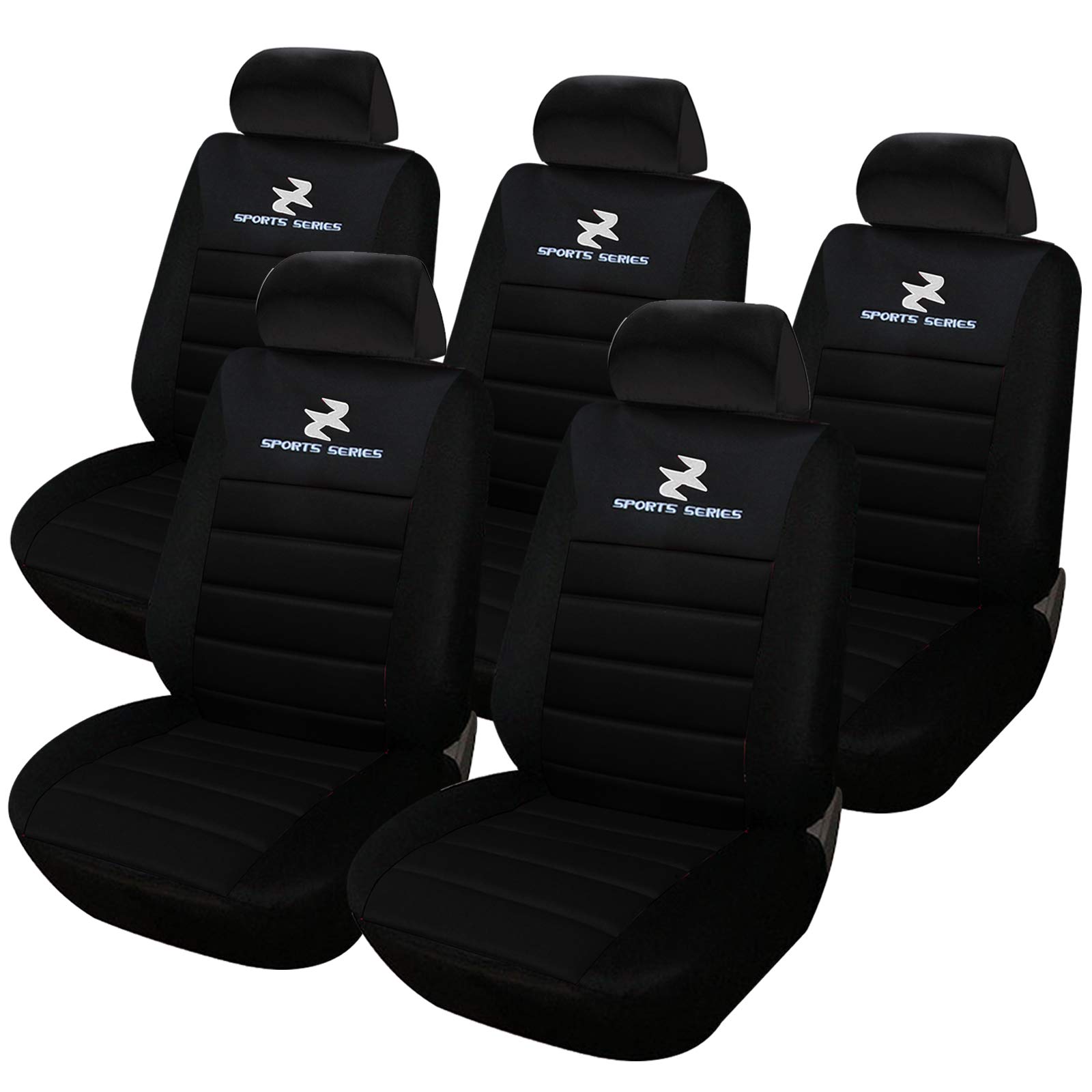 eSituro SCSC0067 5er Einzelsitzbezug universal Sitzbezüge für Auto Schonbezug Schoner Dicke gepolstert schwarz von eSituro
