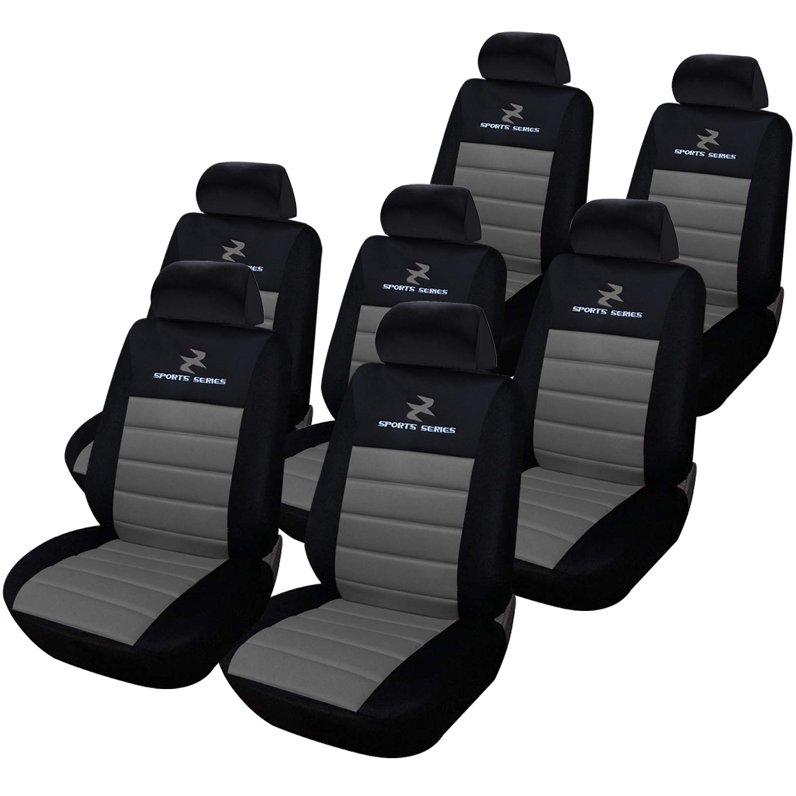 eSituro SCSC0072 7er Einzelsitzbezug universal Sitzbezüge für Auto Schonbezug Schoner Dicke gepolstert grau von eSituro
