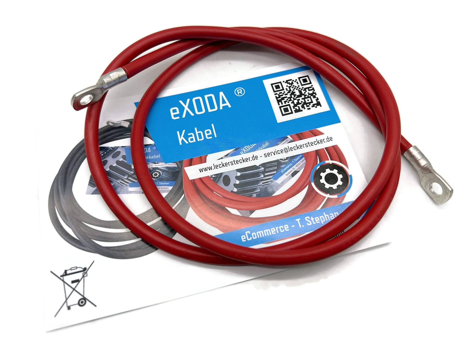 eXODA Batteriekabel 10 mm² 100cm mit Kabelschuhen M6 Rot von eXODA