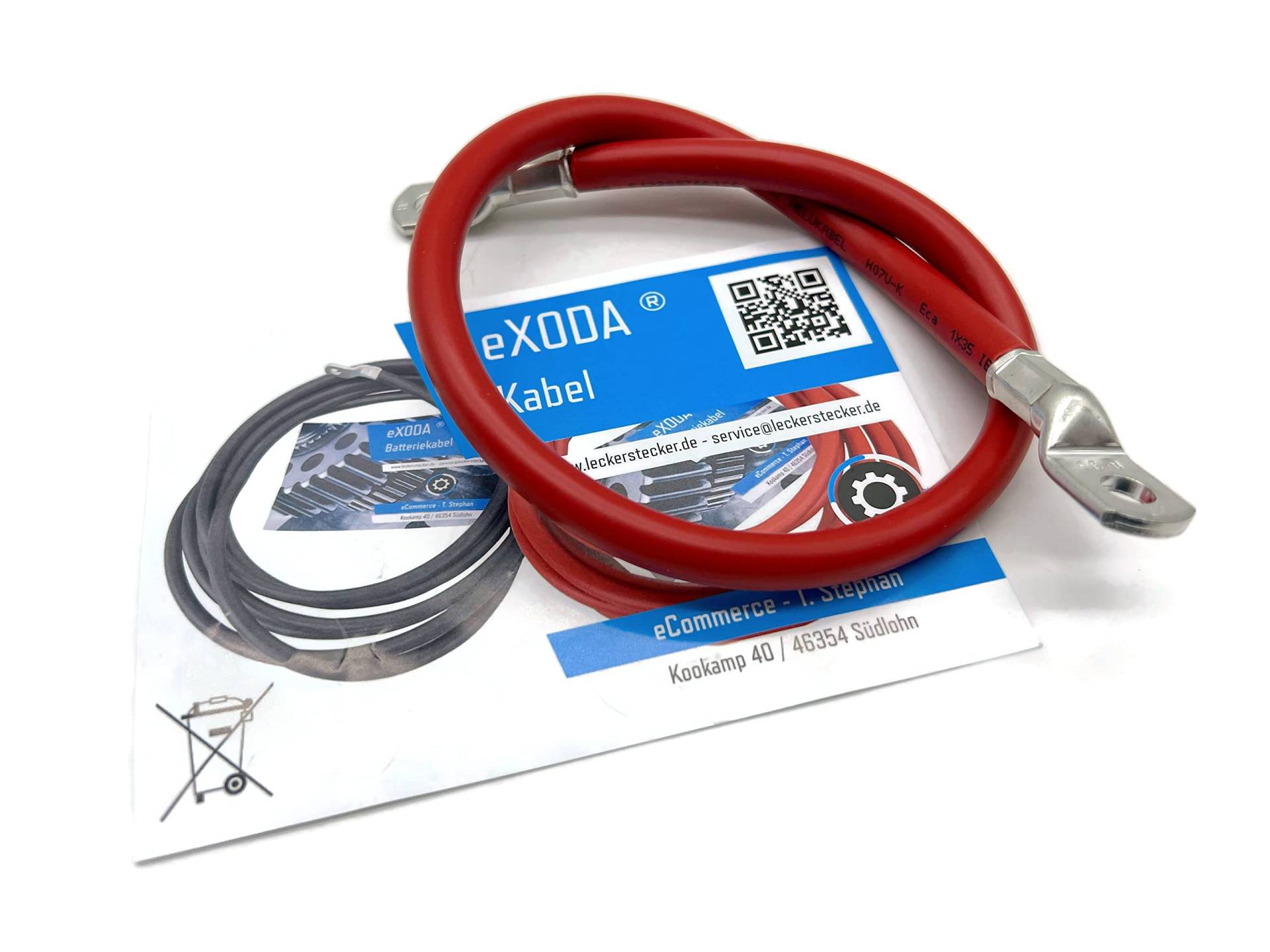 eXODA Batteriekabel 35 mm² 50cm mit Kabelschuhen M8 Rot von eXODA