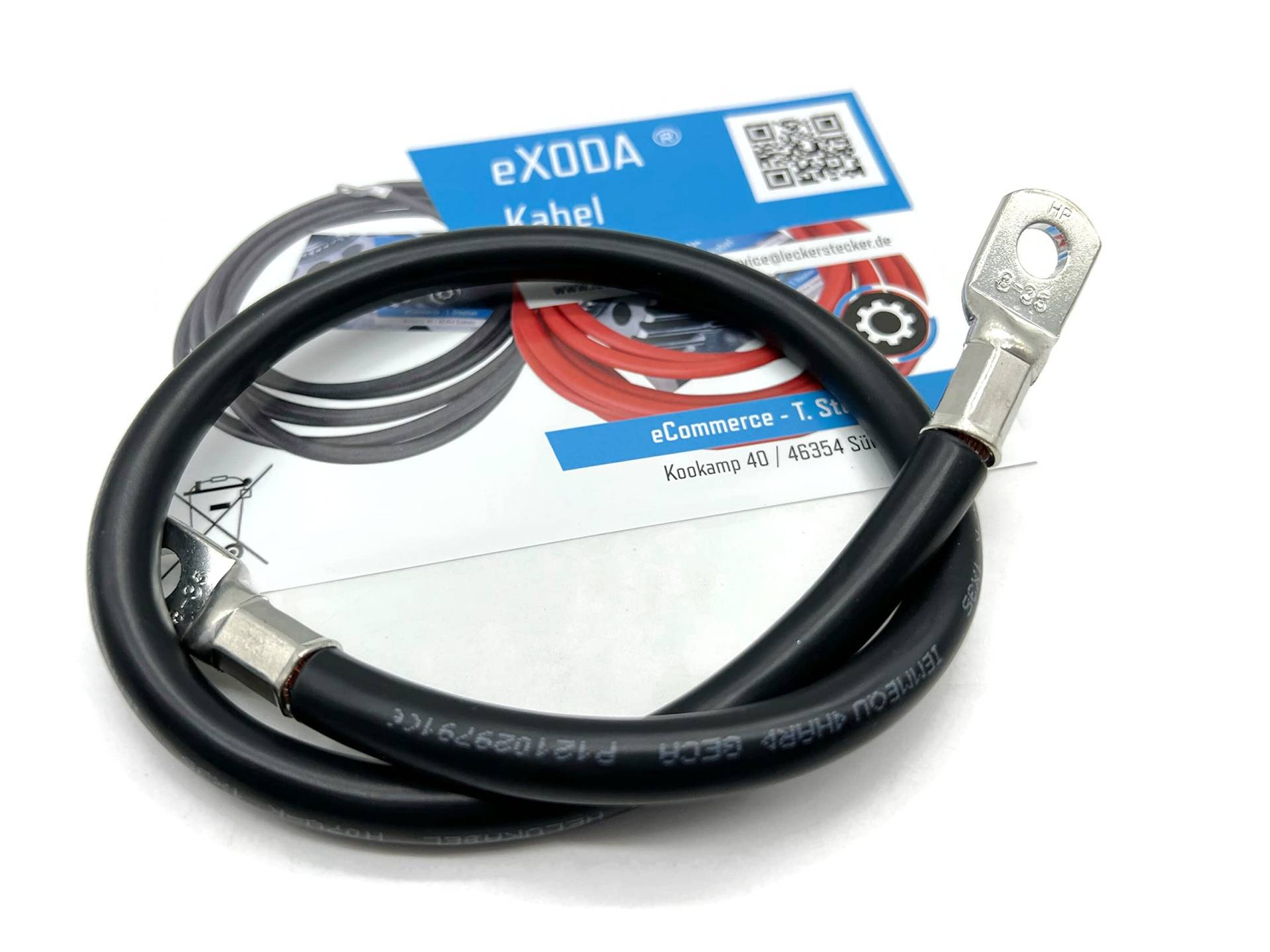 eXODA Batteriekabel 35 mm² 50cm mit Kabelschuhen M8 Schwarz von eXODA