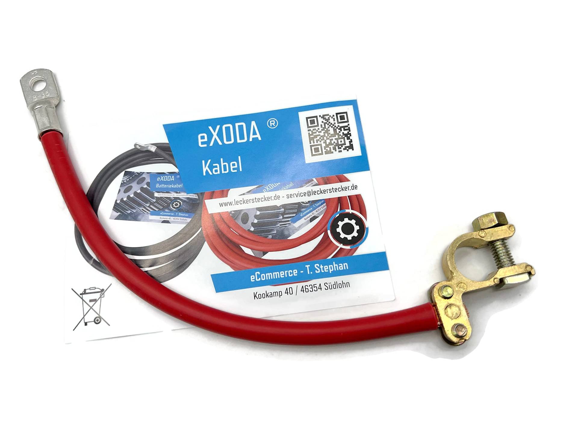 eXODA Batteriekabel Plus Polklemme Plus (+) 35 mm² 90 cm M8 Rot mit Klemme von eXODA