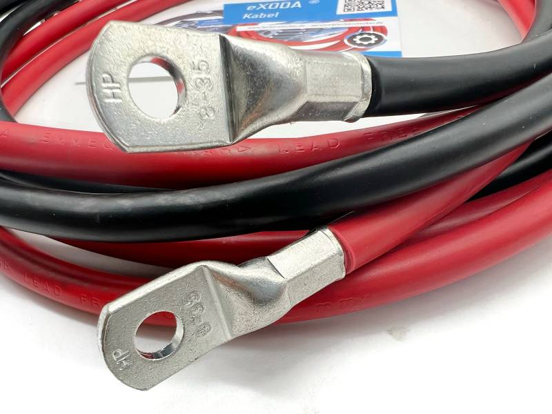 eXODA Batteriekabel Set 35 mm² 300cm mit Kabelschuhen M8 Rot und Schwarz von eXODA