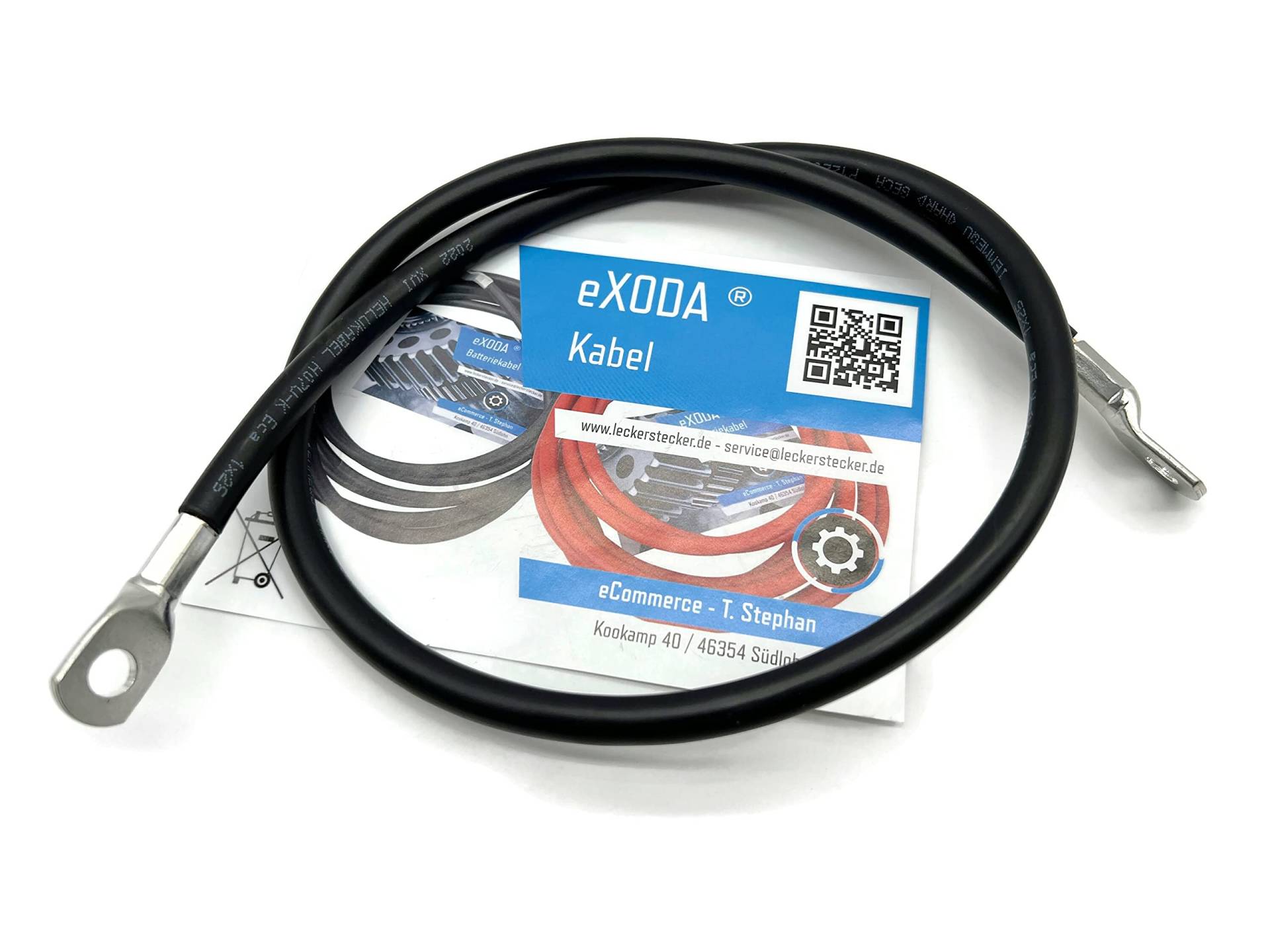 eXODA Batteriekabel 25 mm² 75cm mit Kabelschuhen M8 Schwarz von eXODA