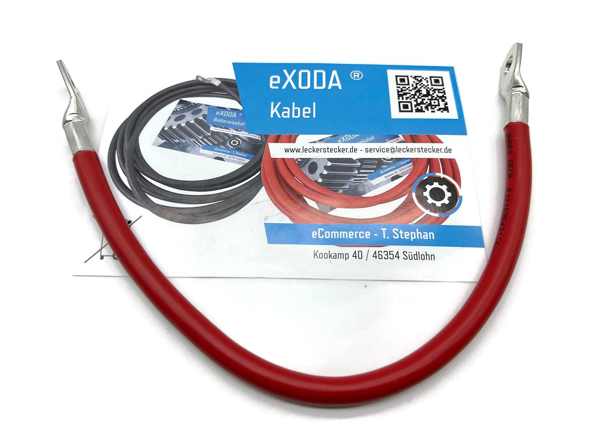 eXODA Batteriekabel 25 mm² 30cm Kabelschuhe M8 und M10 Rot von eXODA