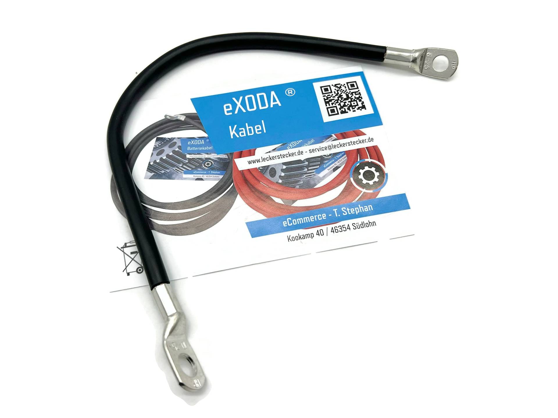 eXODA Batteriekabel 25 mm² 30cm Kabelschuhe M8 und M10 Schwarz von eXODA