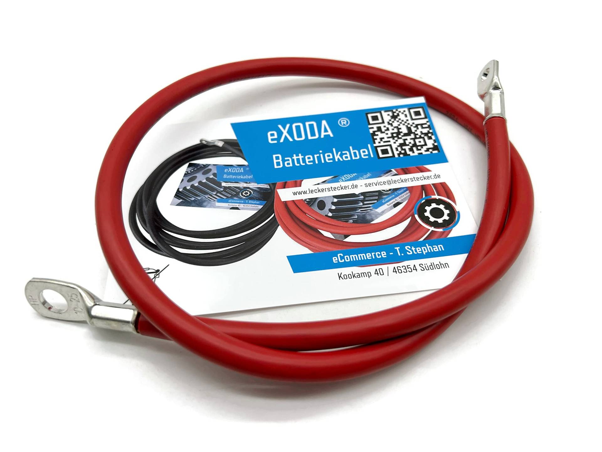 eXODA Batteriekabel 25 mm² 75cm Kabelschuhe M6 und M10 Rot von eXODA