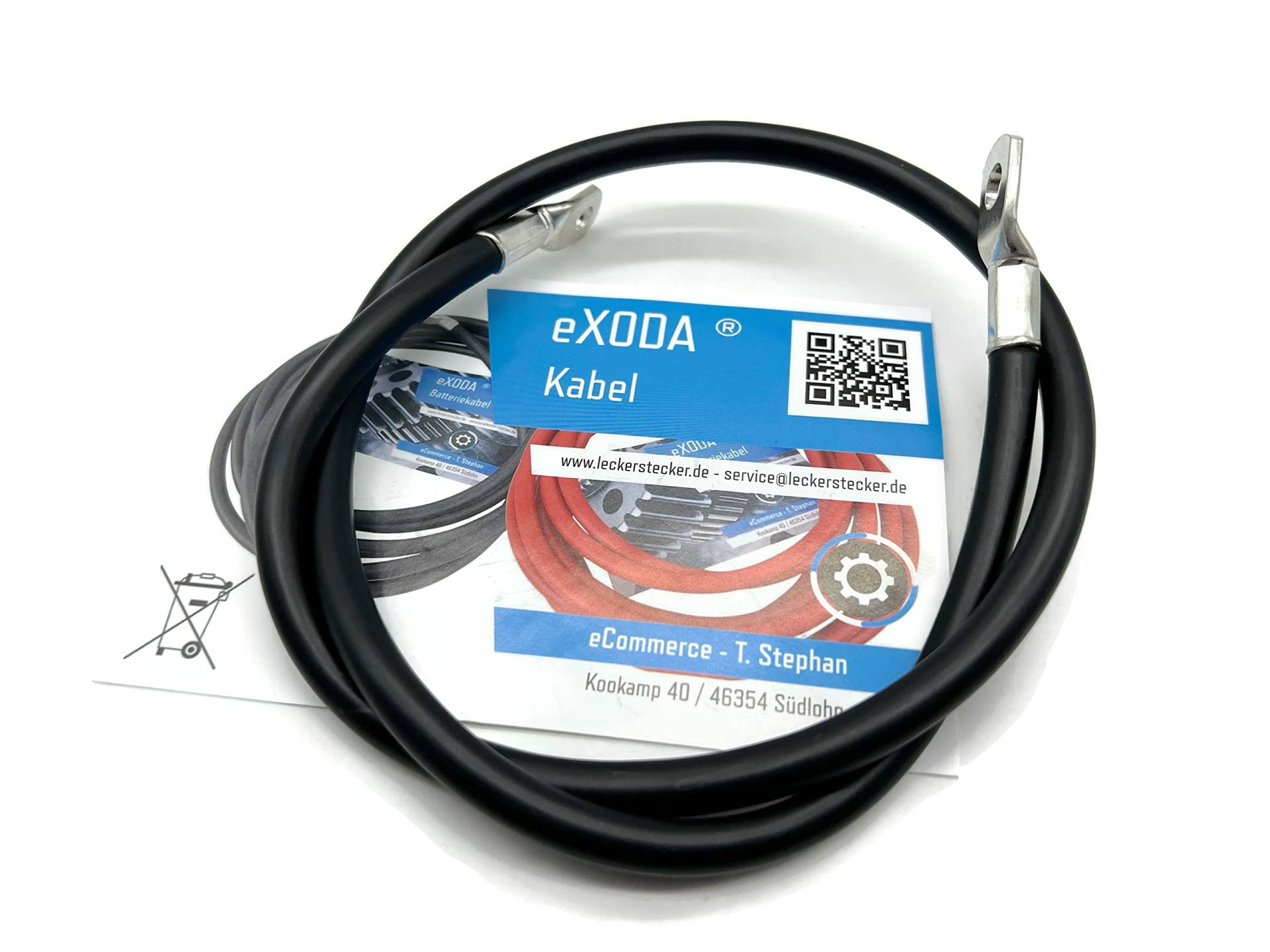 eXODA Batteriekabel 25 mm² 75cm Kabelschuhe M6 und M8 Schwarz von eXODA