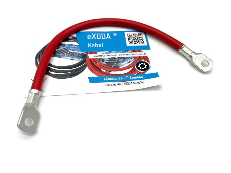 eXODA Batteriekabel 35 mm² 30cm mit Kabelschuhen M8 Rot von eXODA