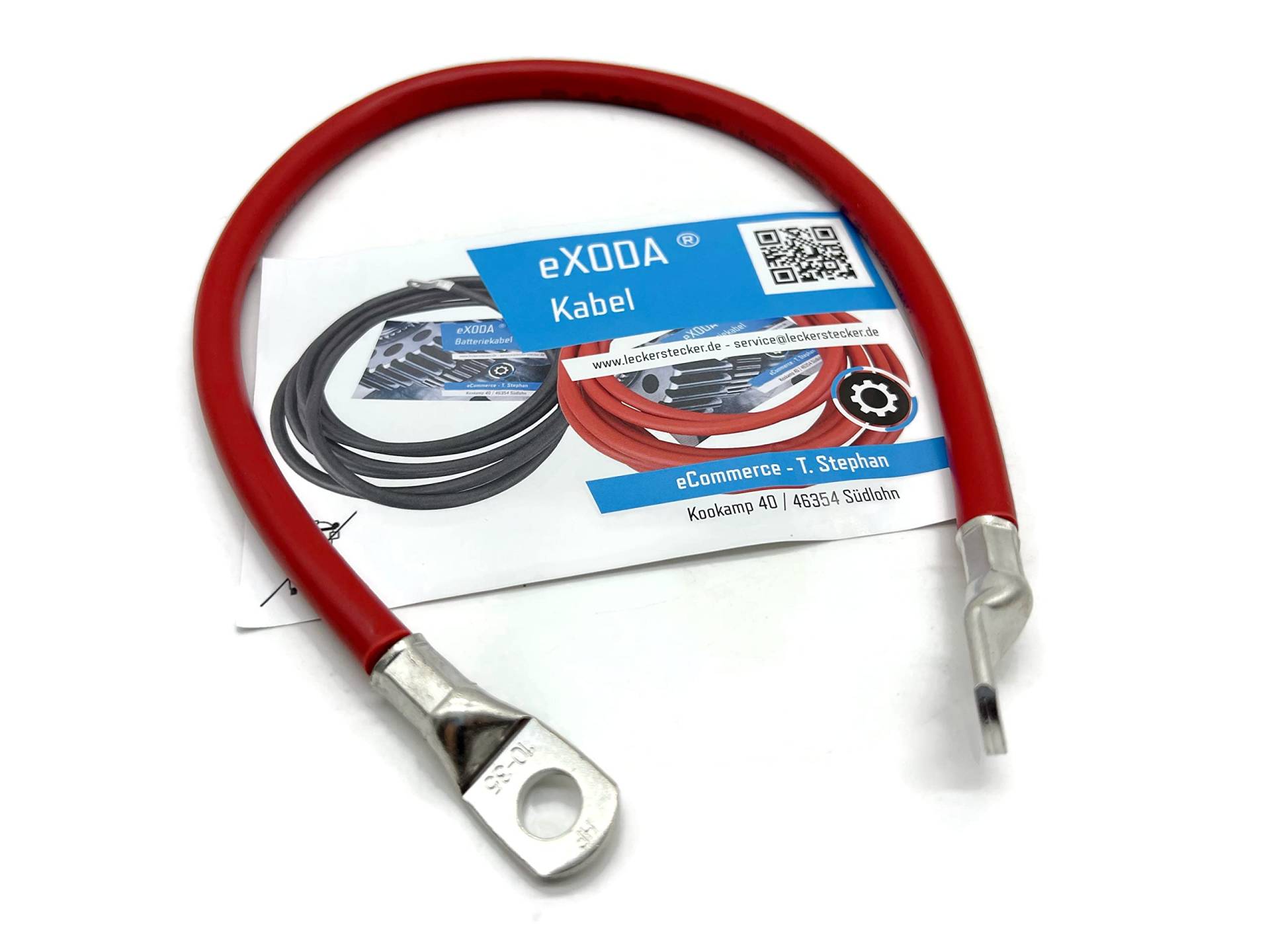 eXODA Batteriekabel 35 mm² 50cm Kabelschuhe M8 und M10 Rot von eXODA