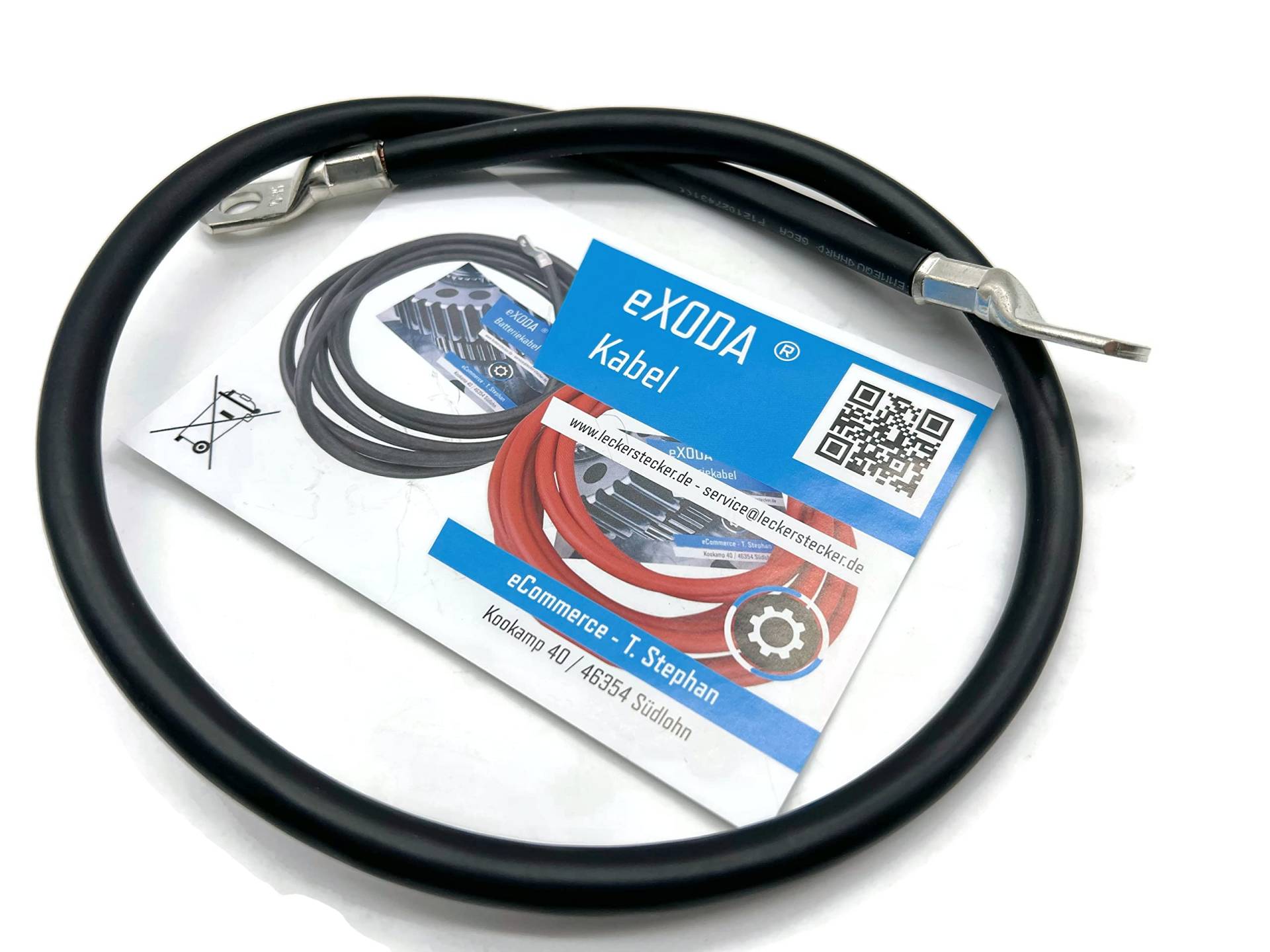 eXODA Batteriekabel 35 mm² 75cm mit Kabelschuhen M10 Schwarz von eXODA