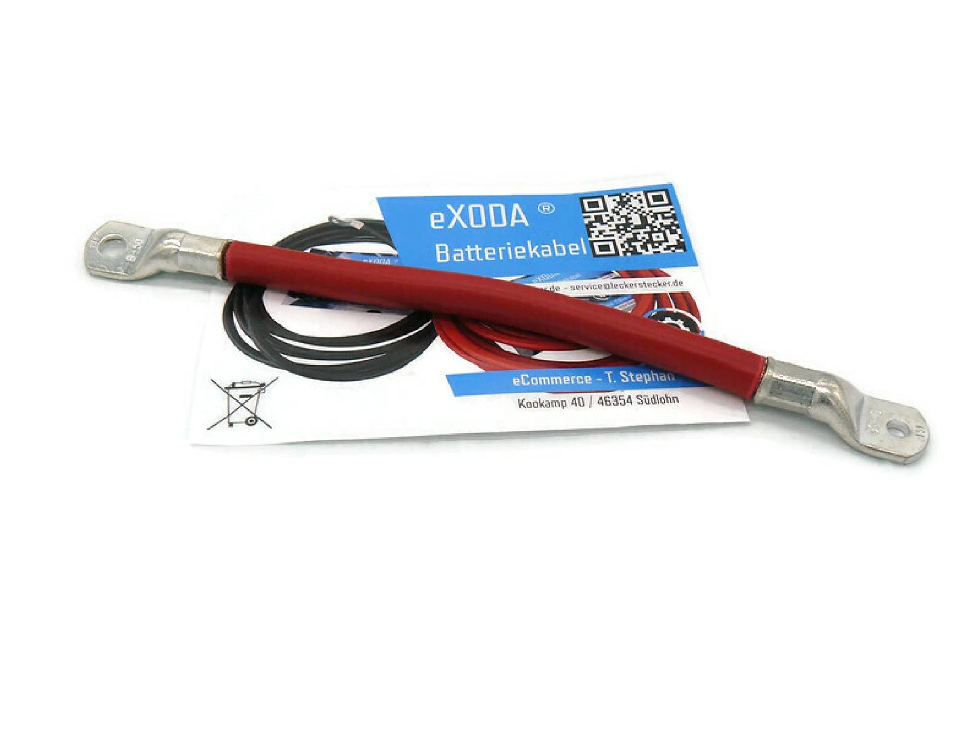 eXODA Batteriekabel 50 mm² 20cm Kabelschuhe M6 und M8 Rot von eXODA