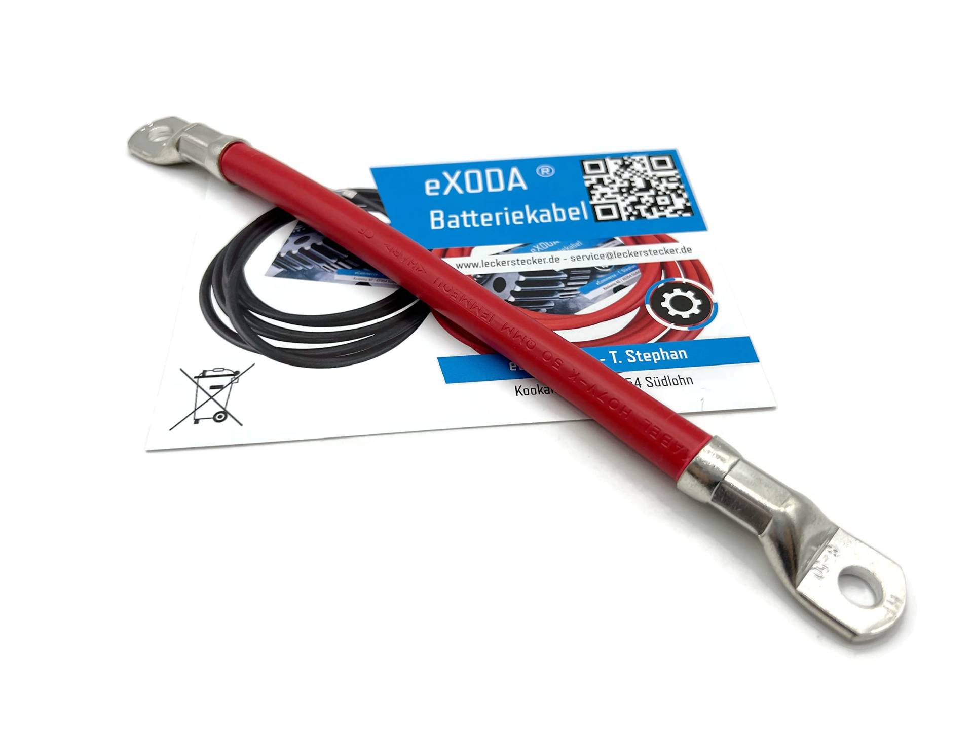 eXODA Batteriekabel 50 mm² 20cm mit Kabelschuhen M8 Rot von eXODA