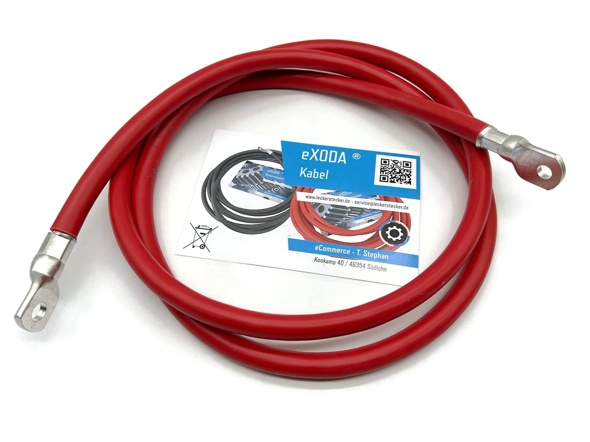 eXODA Batteriekabel 70 mm² 1,8m Kabelschuhe M8 und M10 Rot von eXODA