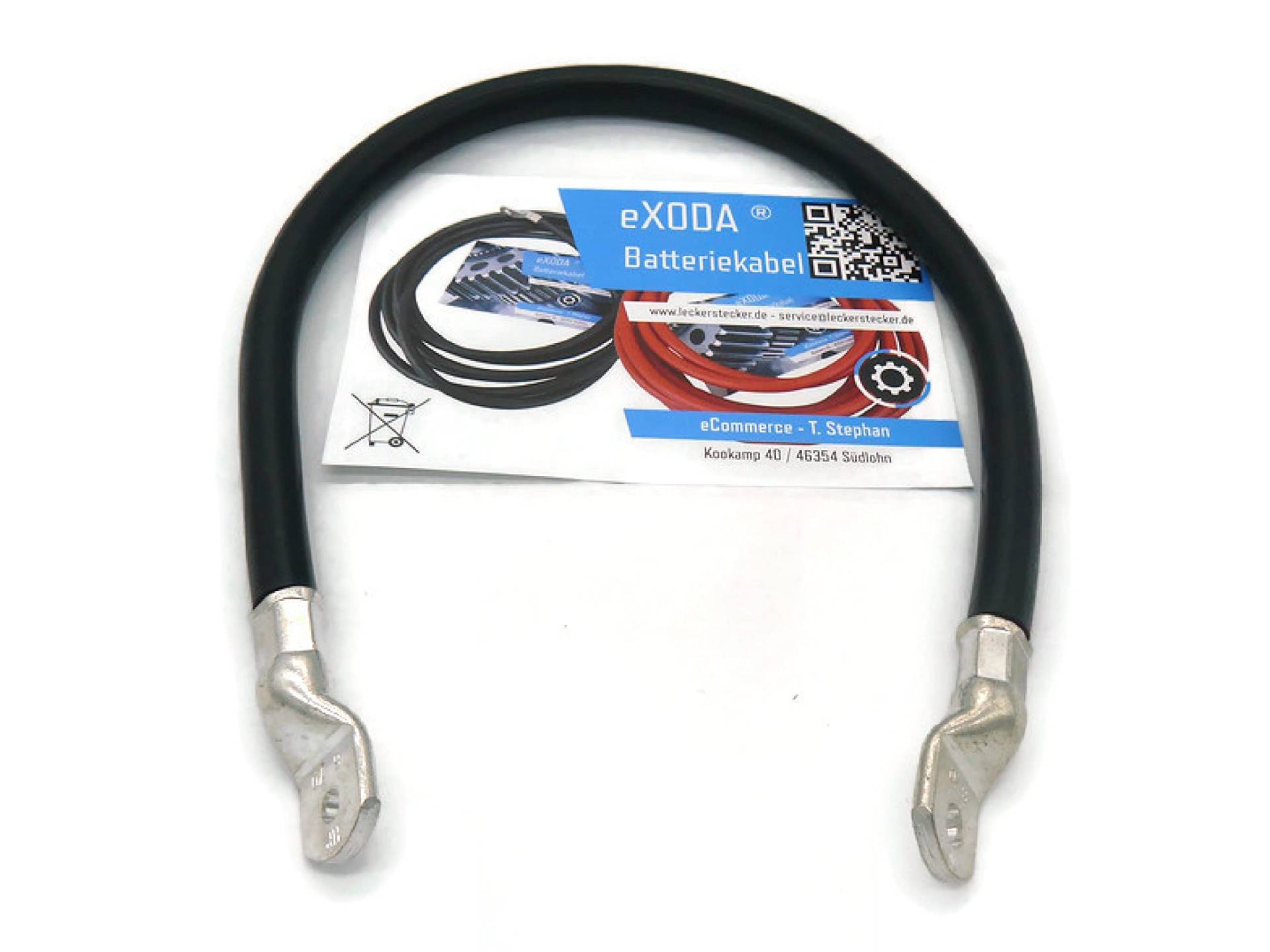 eXODA Batteriekabel 70 mm² 50cm Kabelschuhe M6 und M8 Schwarz von eXODA