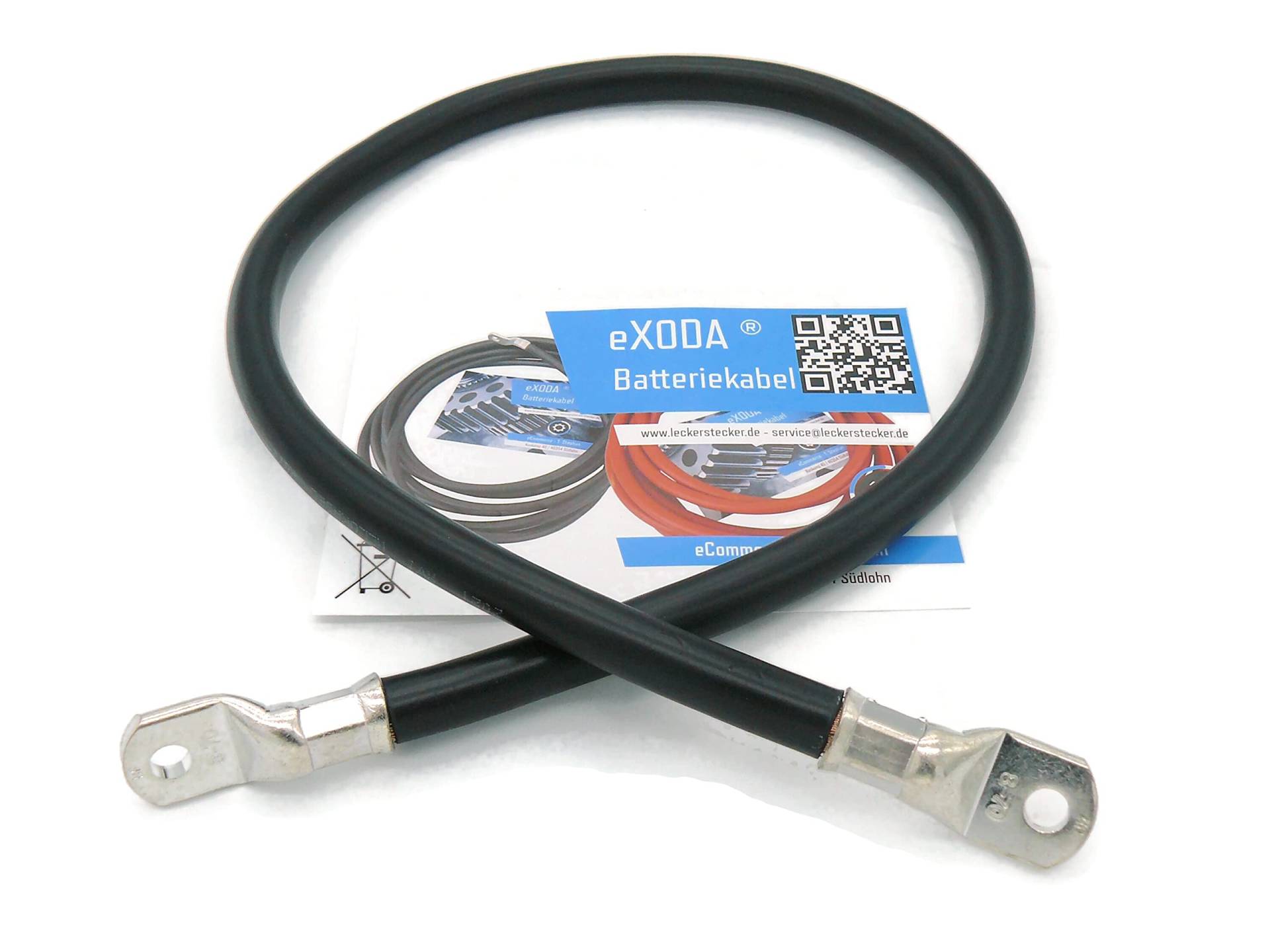 eXODA Batteriekabel 70 mm² 80cm mit Kabelschuhen M8 Schwarz von eXODA