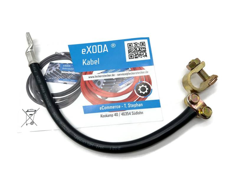 eXODA Batteriekabel Massekabel 35 mm² 25cm mit Kabelschuh M8 und Minus Polklemme 11mm von eXODA