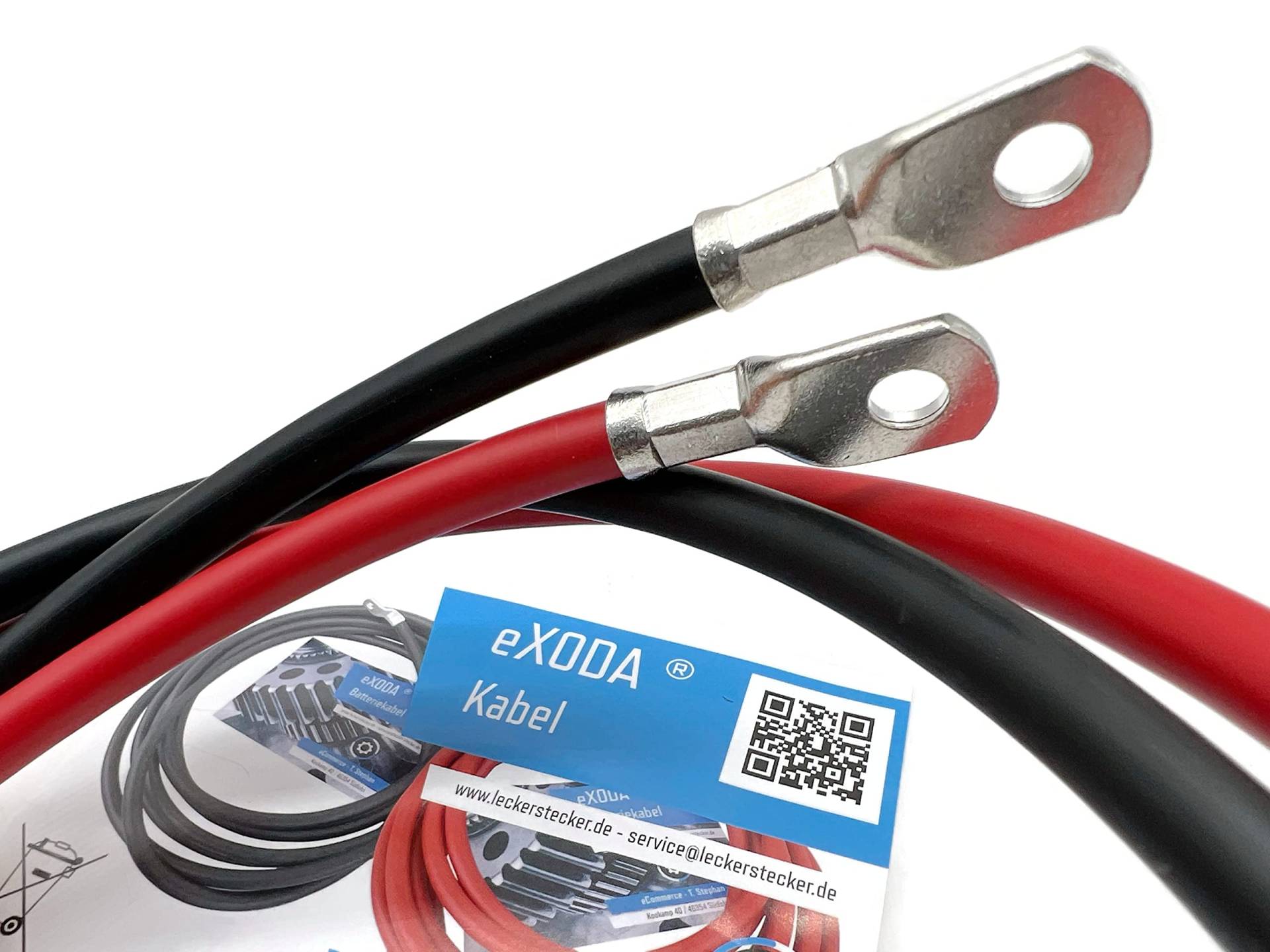 eXODA Batteriekabel Set 35 mm² 100cm mit Kabelschuhen M6 Rot und Schwarz von eXODA