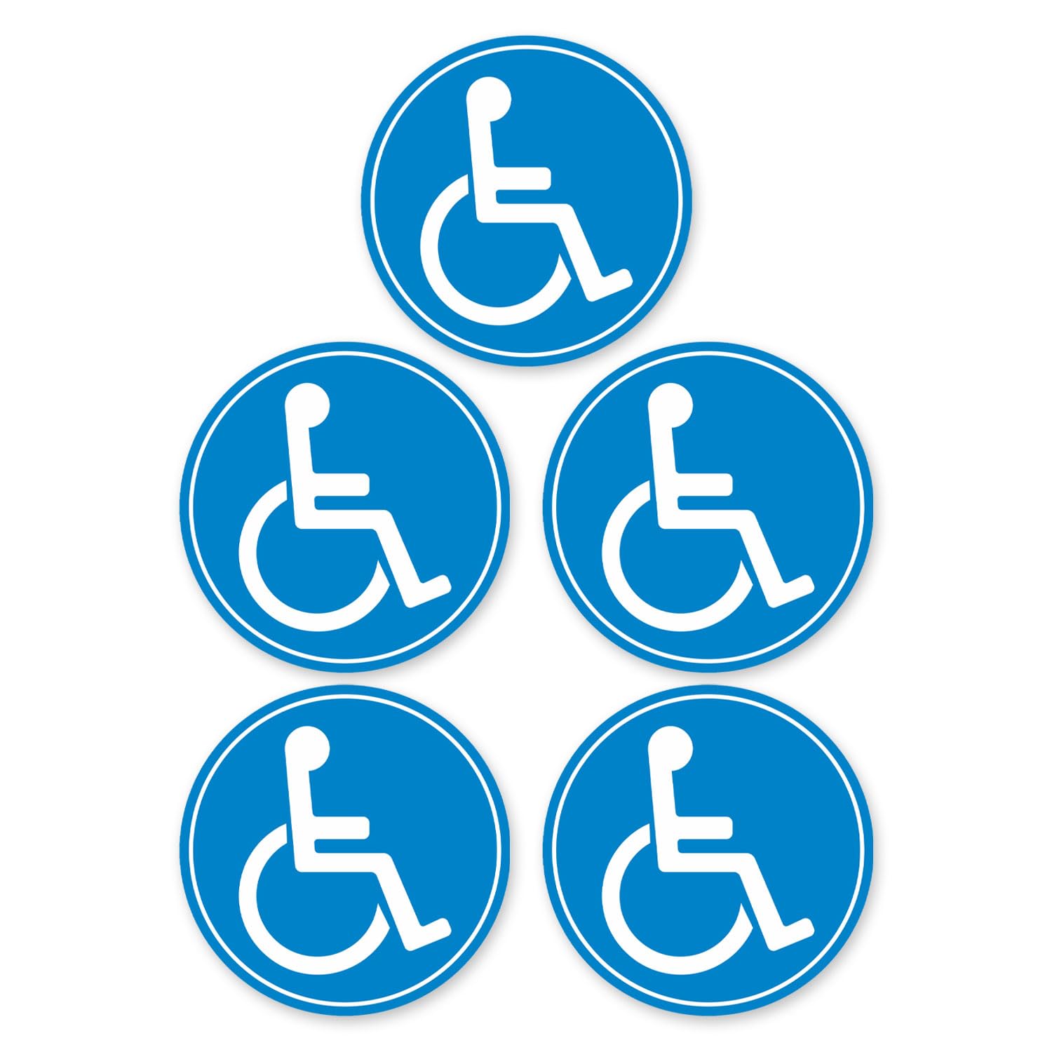 iSecur 5er Set Rollstuhl-Aufkleber I kfz_397 I Ø 10 cm I Behinderten-Aufkleber für Auto, Behinderten-Transport, Rollstuhl-Fahrer I Wetterfest außen-klebend von iSecur