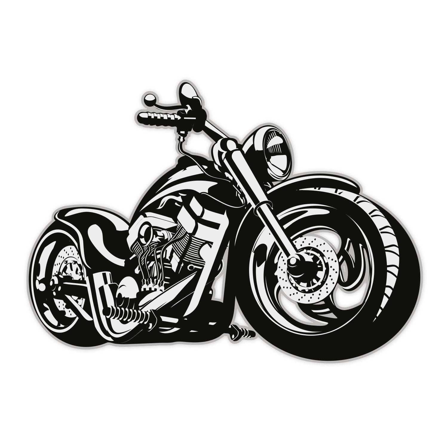 easydruck24 Wandtattoo Custom Bike, Art. Nr. kfz_266, Schwarz/Weiß, Harley Moped Chopper, Tattoo für die Wand, Matt laminiert, Vergilbungsfrei, Raufaser geeignet (500mm x 360mm) von easydruck24