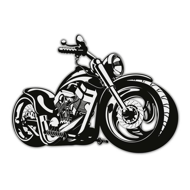 iSecur Wandtattoo Custom Bike, Art. Nr. kfz_266, Schwarz/Weiß, Harley Moped Chopper, Tattoo für die Wand, Matt laminiert, Vergilbungsfrei, Raufaser geeignet (500mm x 360mm) von iSecur