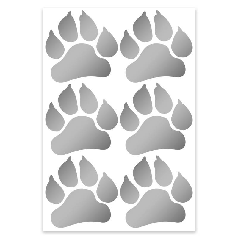 6er Set Aufkleber Tier-Pfoten-Abdruck I kfz_277 anthrazit I 5 x 5 cm I Hunde-Pfoten Katzen-Pfoten I für Kfz Motorrad Roller Laptop Handy I wetterfest von easydruck24de