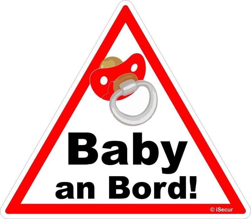 easydruck24de 1 Auto-Aufkleber Baby an Bord I kfz223 I 16 x 14 cm groß I Mädchen Sticker mit Schnuller I Hinweis-Aufkleber Achtung Vorsicht dreieckig wetterfest von easydruck24de