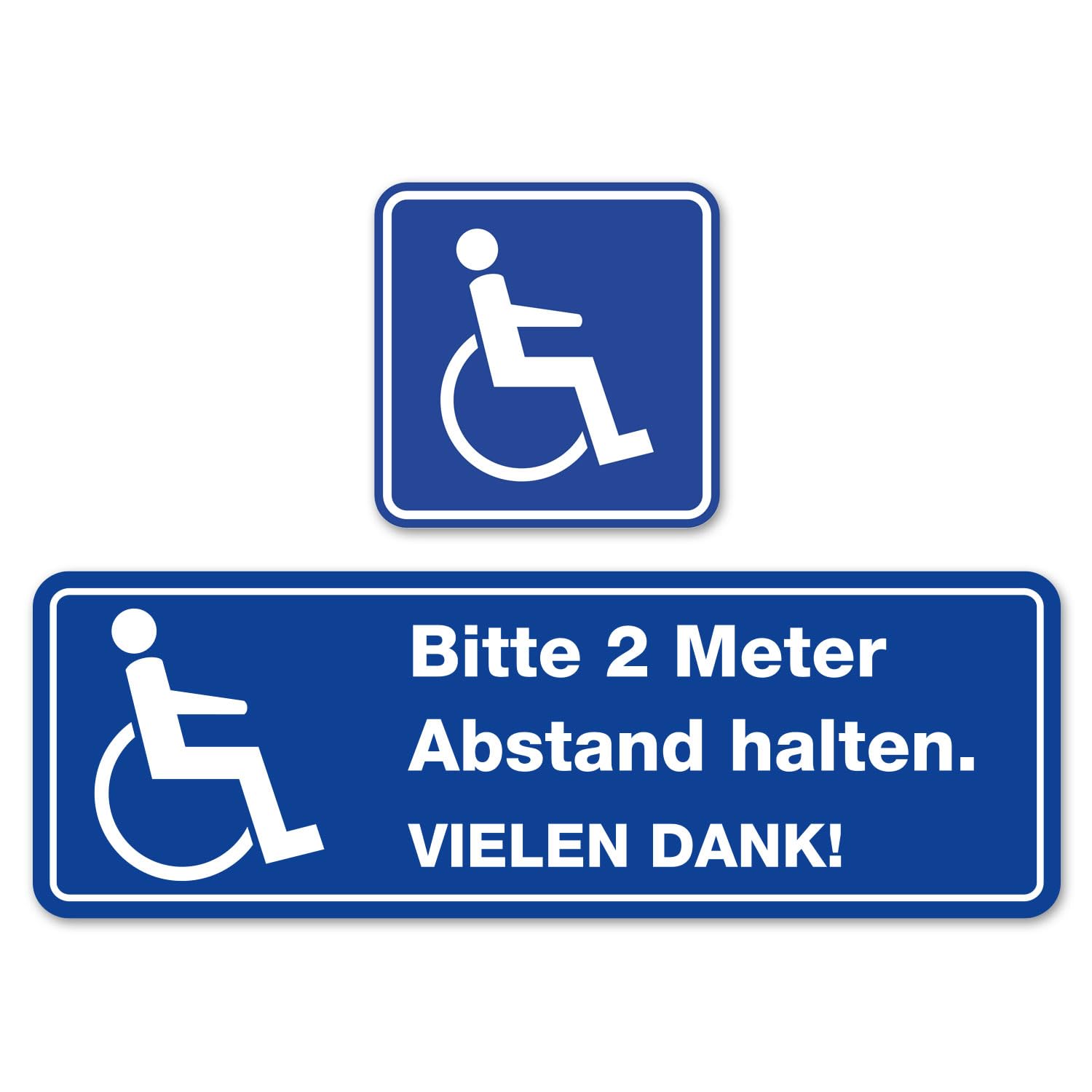 iSecur Auto-Aufkleber-Set Bitte 2 Meter Abstand halten. Vielen Dank! + Rollstuhl-Aufkleber I hin_243 I für Rollstuhl-Fahrer, Menschen mit Behinderung von iSecur