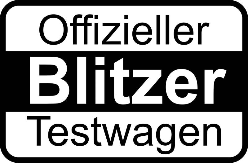 easydruck24de Aufkleber Offizieller Blitzer Testwagen I weiß-schwarz I 13x8,5cm I außenklebend I UV- und witterungsbeständig I Waschanlagen geeignet I kfz435 von easydruck24de