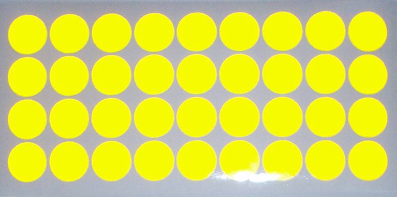 easydruck24de Reflektoren Aufkleber Punkte Kreise gelb I 36 Stück 2 cm rund I Sticker reflektierend wetterfest I Fahrrad Helm I reflex023 von easydruck24de
