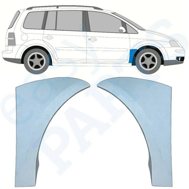 Frontflügel-Reparaturblech Frontflügel, 2 Stück, passend für Volkswagen Touran 2003 2015 1T 1T2 1T3 Limousine und Kombi Stahl unlackiert für beide Seiten des Autos Beseitigen Sie von easyparts
