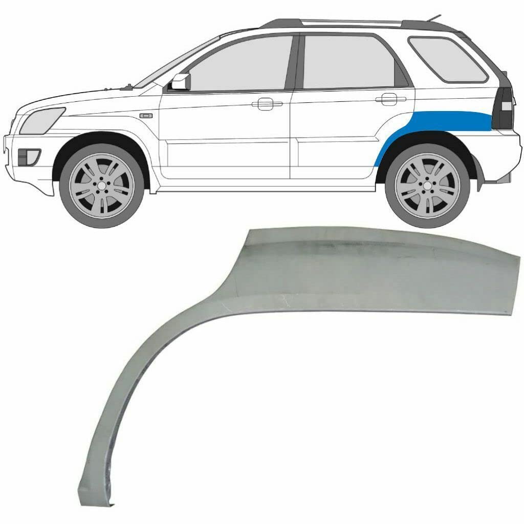Hinterradlauf-Reparaturplatte passend für Kia Sportage / 2004–2010 / alle Modelle / unlackierter Stahl / linke Seite (Beifahrerseite / N/S) / Beseitigen Sie Rost in Ihrem Auto von easyparts