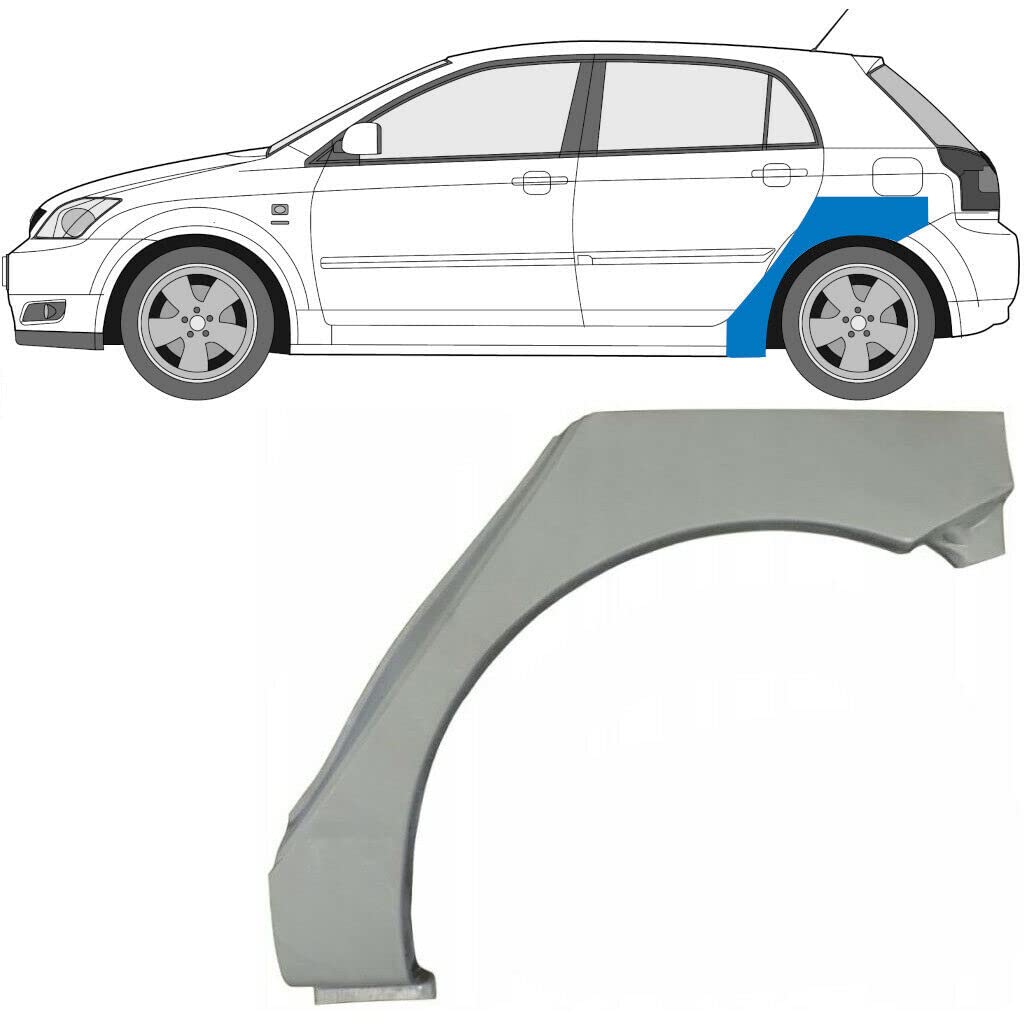 Radlauf-Reparaturblende hinten passend für Toyota Corolla E12 / 2002-2007/5-Türer/Schrägheck/Stahl unlackiert/linke Seite (Beifahrerseite/Nearside/N/S) / Beseitigen Sie Rost in Ihrem Auto! von easyparts