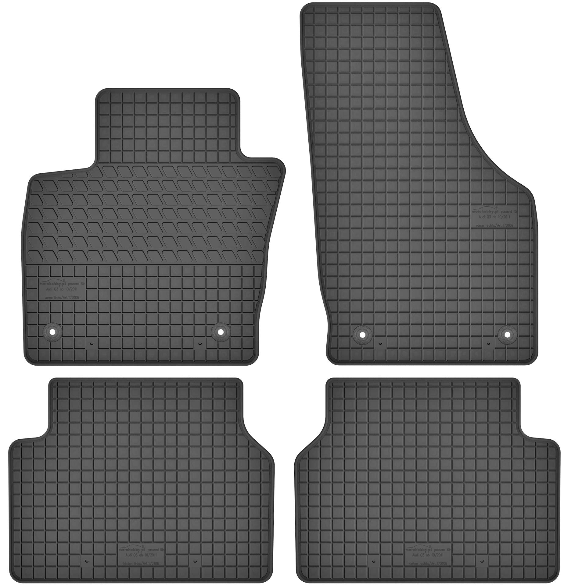 edecor Gummimatten Automatten Gummifussmatten Gummi Fußmatten Satz Set für Audi Q3 I Bj. 2011-2018 von edecor