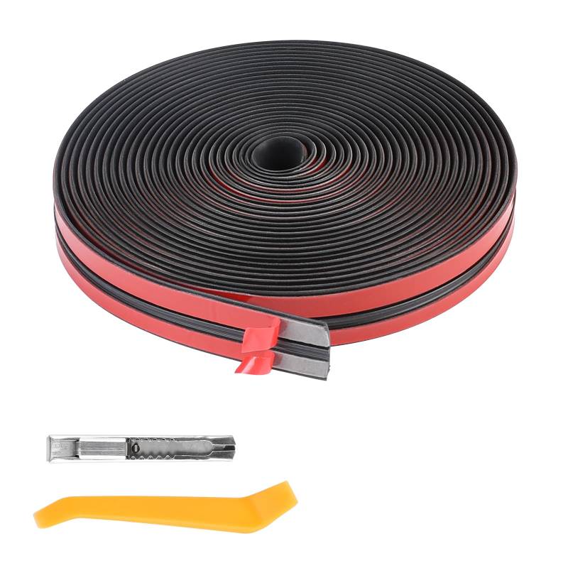 EFUTURETIME 10 m Selbstklebende Gummidichtung Windschutzscheibe, Breite 19mm, Universal T-förmiger Frontscheiben-Dichtung für Auto Schiebedach, Schwarz von efuturetime