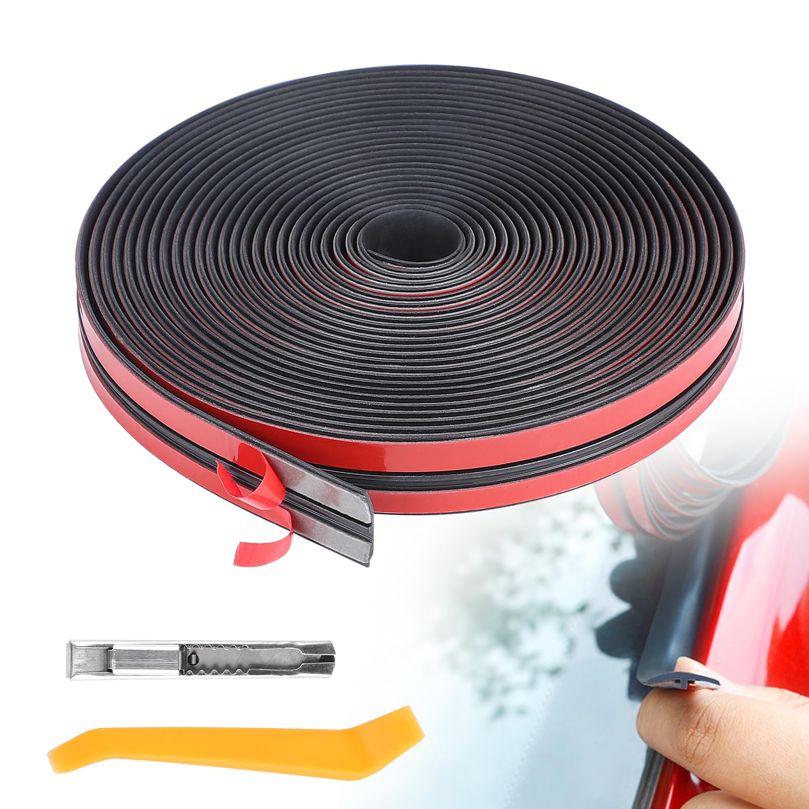 EFUTURETIME 6 m Selbstklebende Gummidichtung Windschutzscheibe, Breite 19mm, Universal T-förmiger Frontscheiben-Dichtung für Auto Schiebedach, Schwarz von efuturetime