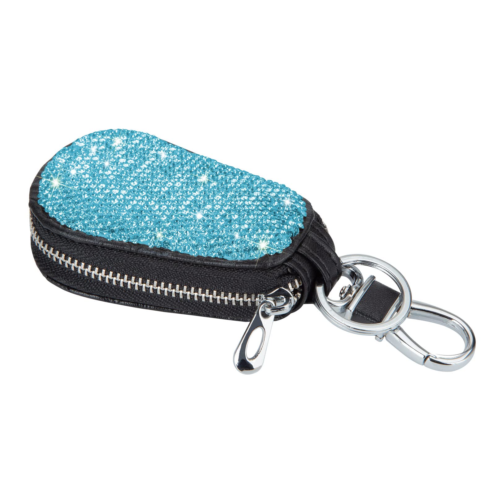 eing Bling Bling Auto Schlüsselanhänger Etui Premium Leder Münzhalter Reißverschluss Etui Fernbedienung Brieftasche Tasche Blau von eing