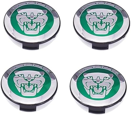 4 Stück Nabendeckel, 57MM Radnabenkappen, Felgendeckel Felgenkappen, für Jaguar XF XJ-S XJ-6 X-Type XE S-Type F-Pace F-Type XK8 XK XKR XFR, Auto Zubehör für Radnaben,B-Green von eirnghn