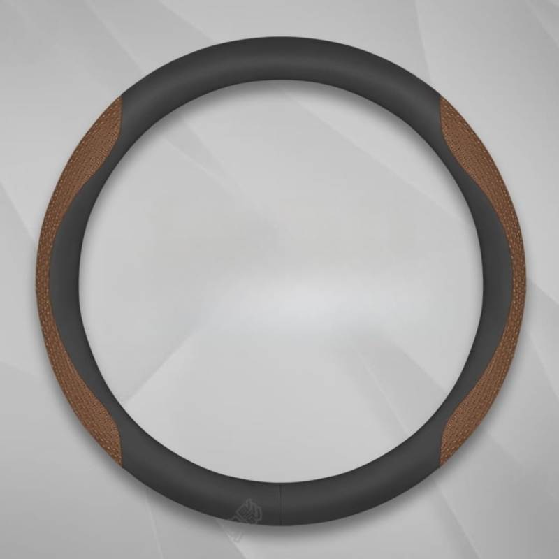 Lenkradbezug, Universal 15 Zoll, atmungsaktives Technologiegewebe, für Ford Explorer, Dünn Wildleder Lenkradhülle mit Weichem Alcantara Touch, Anti-Rutsch & Sport, E-Brown and Black-Round von eirnghn