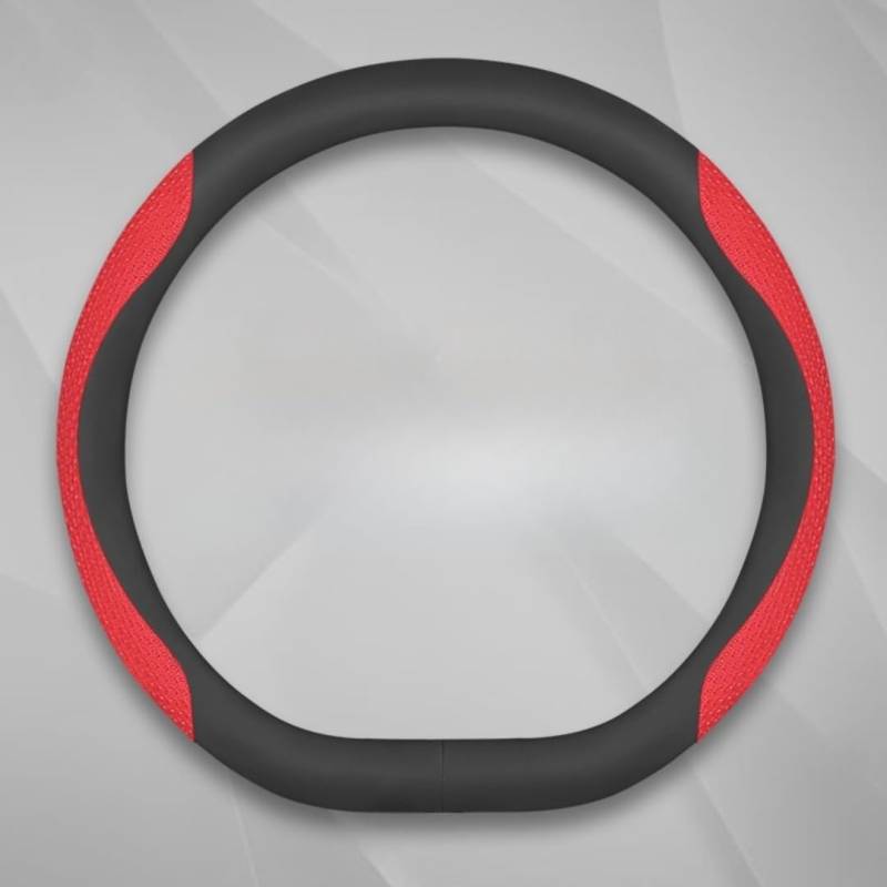 Lenkradbezug, Universal 15 Zoll, atmungsaktives Technologiegewebe, für Infiniti FX37, Dünn Wildleder Lenkradhülle mit Weichem Alcantara Touch, Anti-Rutsch & Sport,A-Red Black- D-Shaped von eirnghn