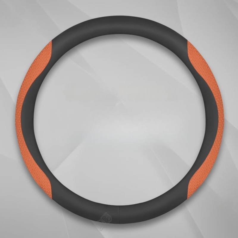 Lenkradbezug, Universal 15 Zoll, atmungsaktives Technologiegewebe, für Infiniti QX30, Dünn Wildleder Lenkradhülle mit Weichem Alcantara Touch, Anti-Rutsch & Sport, D-Orange Black-Round von eirnghn