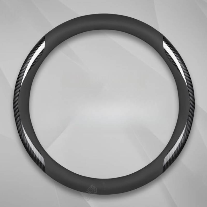 Lenkradbezug, Universal 15 Zoll, atmungsaktives Technologiegewebe, für MG 5, Dünn Wildleder Lenkradhülle mit Weichem Alcantara Touch, Anti-Rutsch & Sport, C-Black and Carbon Fiber-Round von eirnghn